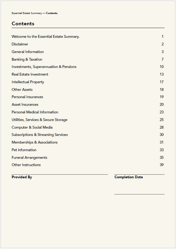 Couples Pack - The Essential Estate Summary