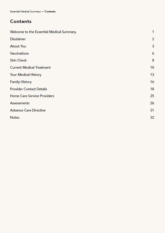 Couples Pack - The Essential Medical Summary