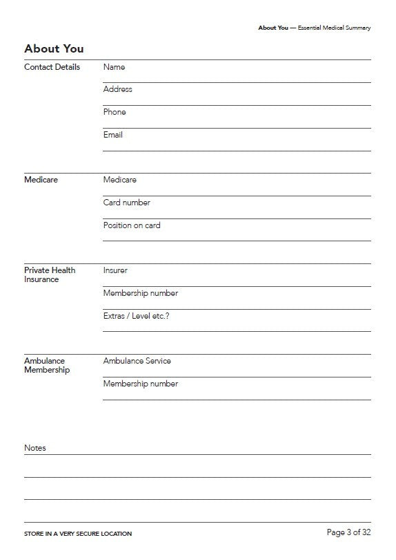 Couples Pack - The Essential Medical Summary