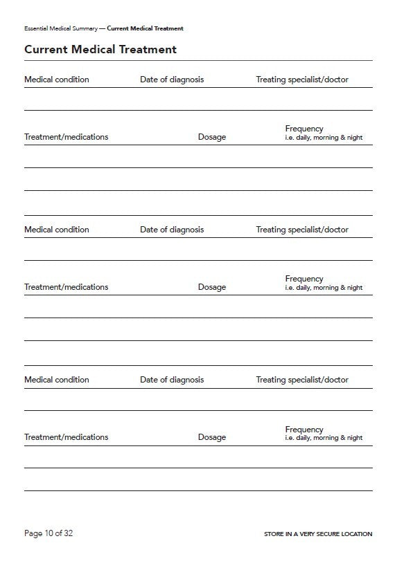 Couples Pack - The Essential Medical Summary