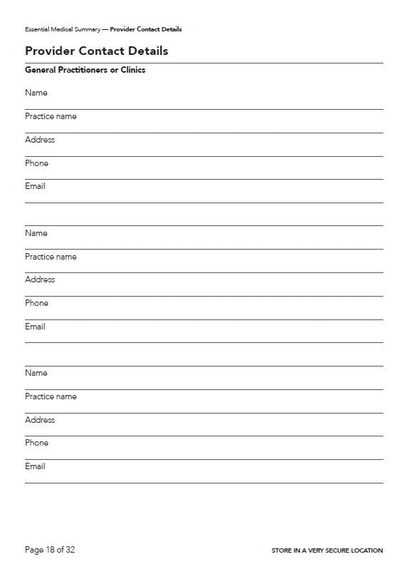 Couples Pack - The Essential Medical Summary